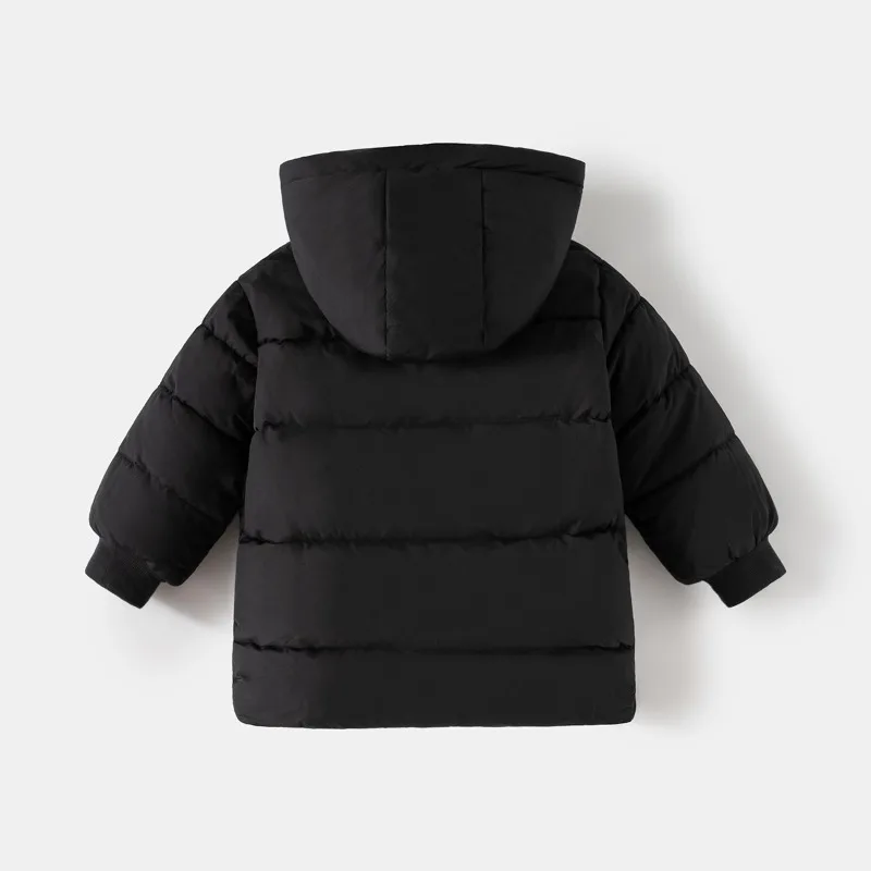 سترات مبطنة بالقطن للأطفال من HoneyCherry - ملابس خارجية متوسطة الطول وسميكة على الطراز الكوري للأولاد والبنات والأطفال الأكبر سنًا