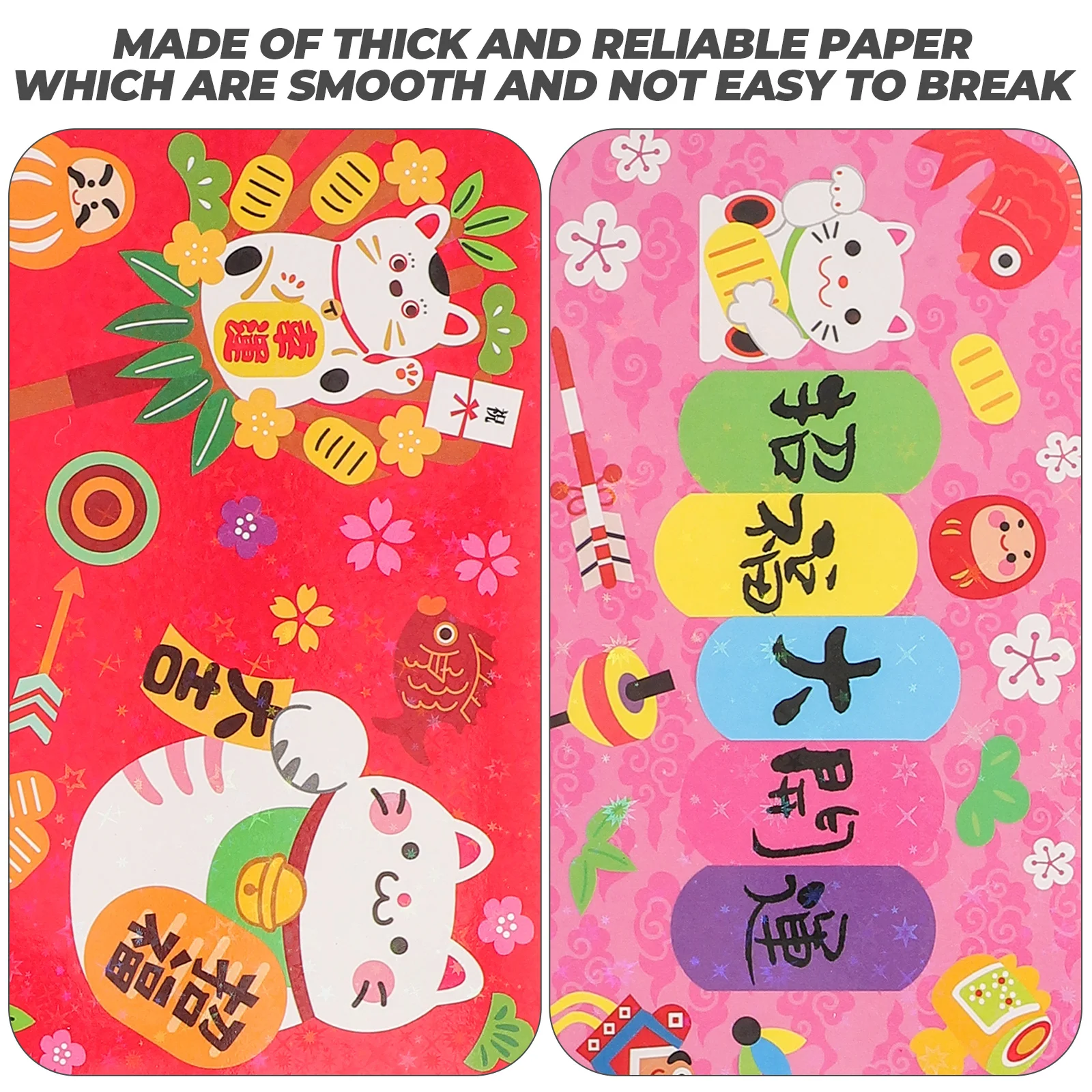 

12pcs Traditional Chinese New Year Envelopes Thick Smooth Paper Hongbao For Spring Festival Birthday Wedding Celebration