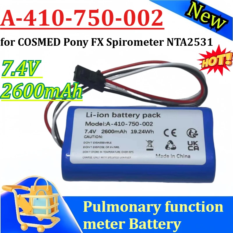 New 7.4V 2600mAh 19.24Wh A-410-750-002 for COSMED Pony FX Spirometer NTA2531