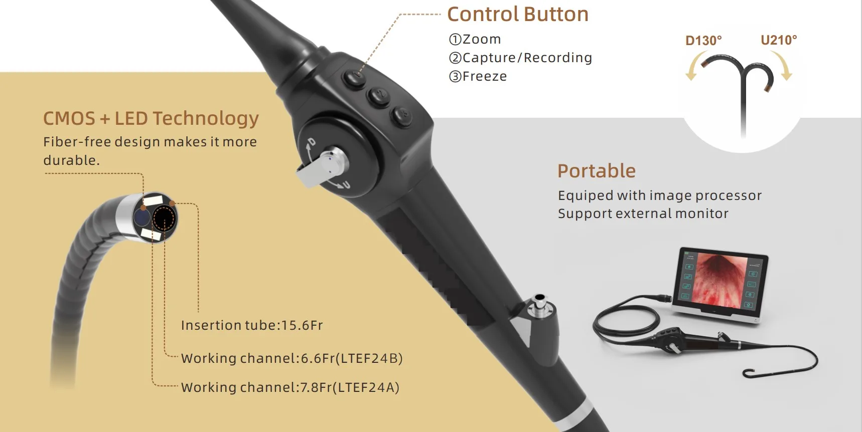 LTEF24A Video Cystonephroscope Hospital Medical Endoscope Ent Medical Flexible Video Cystoscope