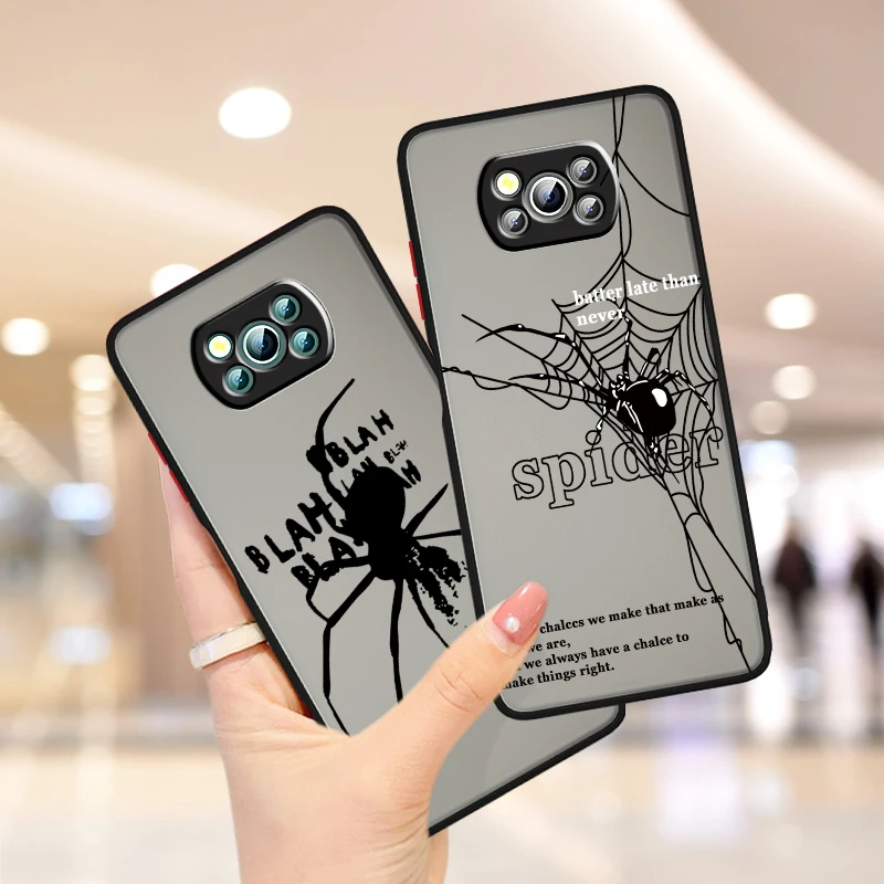 Marvel Spiderman Spider Art Frosted Translucent For Xiaomi Mi Poco X5 X4 X3 M6 M5S M5 M4 M3 F5 F4 F3 GT Pro 5G TPU Phone Case