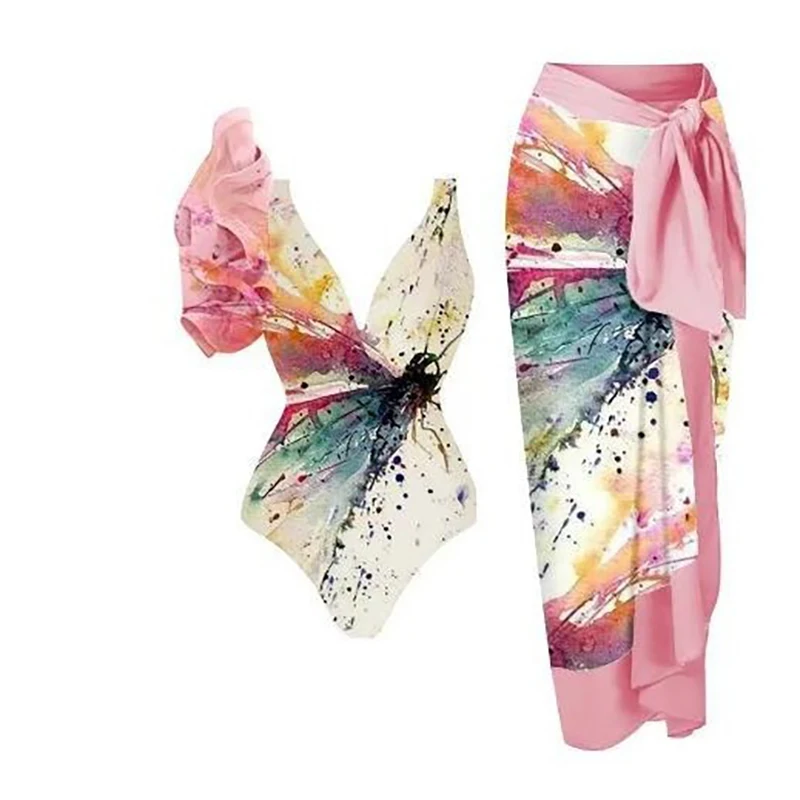 

women's printed sexy swimsuit suit Ladies slim fit Split swimwear summer breathable beachwear new style