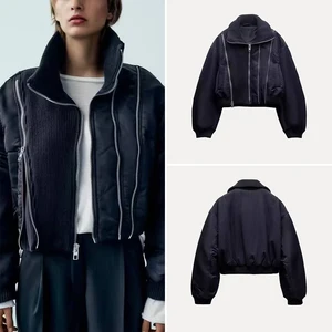 Faionable Zipper Splice Pilot Jaet Women's Sle Autumn New Arrival Breathable Polyester Ladies ort Coat Z Brand