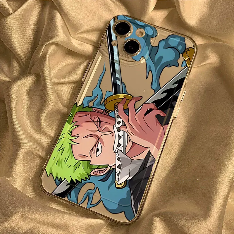 ONE PIECE Monkey D. Luffy Roronoa Zoro Plating Anime Phone Case for IPhone 15 14 13 12 11 Pro Max Case Cute Cartoon Soft Cover