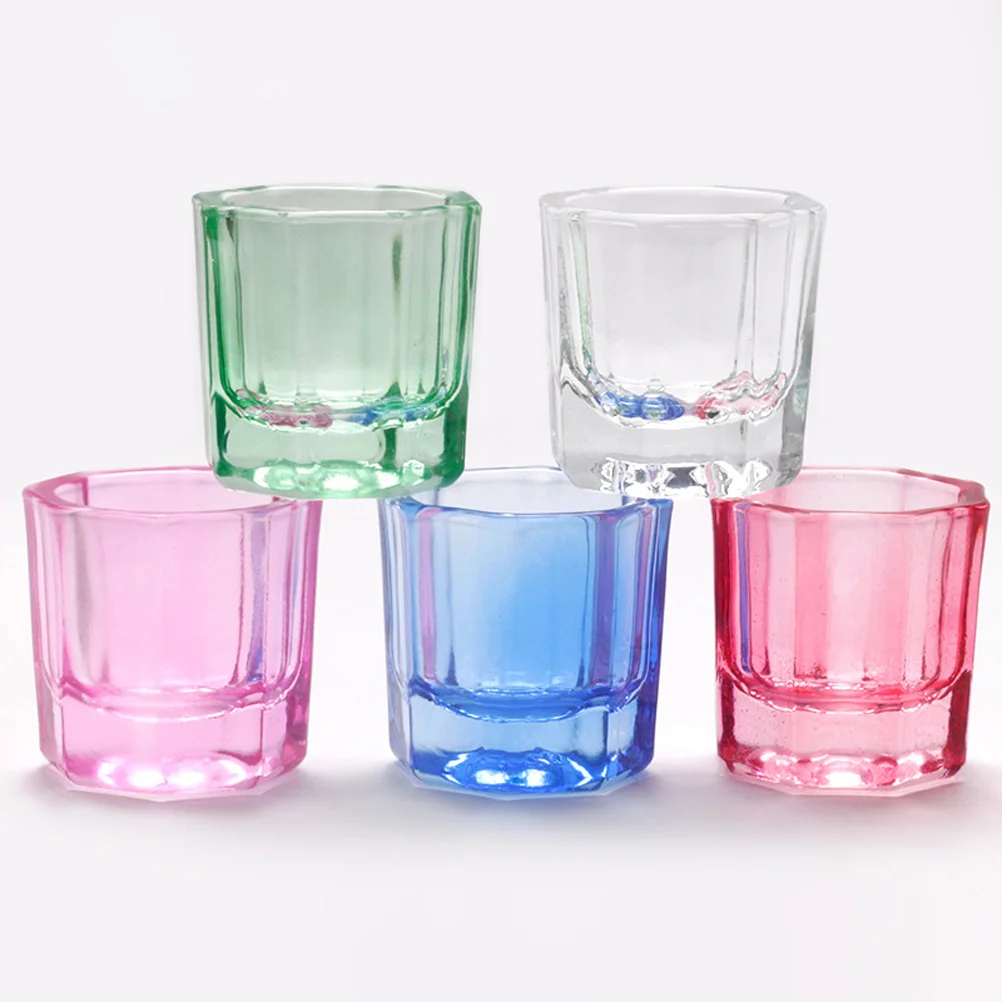 

8Pcs Colored Crystal Glass Manicure Cups Nail Mixing Dappen Dishes Decorative Multi-Function Nail Salon Accessories