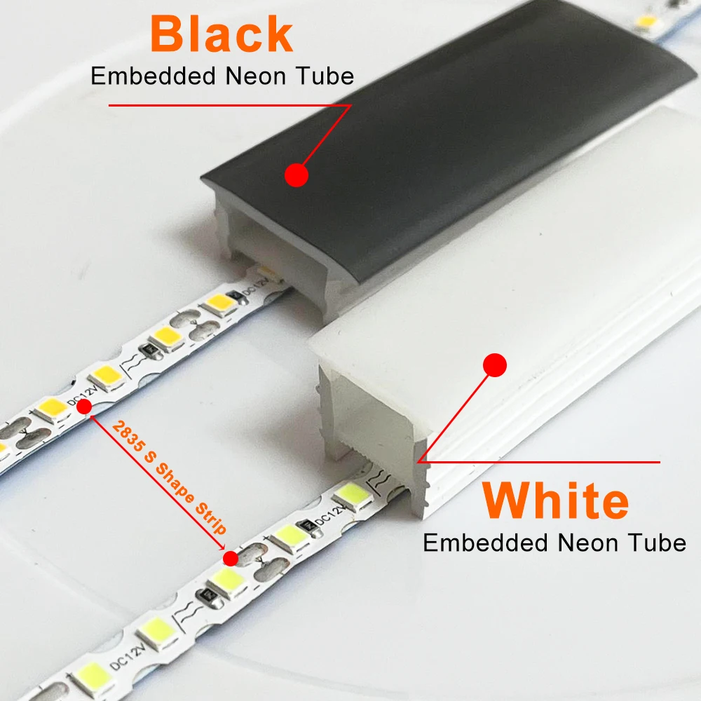 LED Neon Gel di silice tubo DC12V 2835SMD S forma striscia luminosa 120Led/m incorporato flessibile pieghevole IP67 impermeabile fai da te lettera