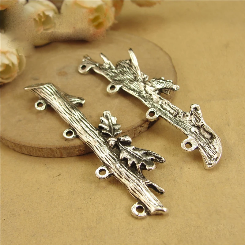 100pcs/lot Mixed Antique Alloy Retro Branches Porous Connectors Pendant For Charm Making DIY Necklace Accessories