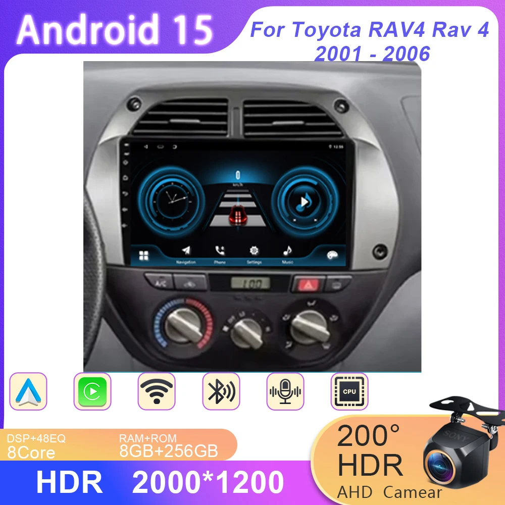 

Android 15 Car Radio For Toyota RAV4 Rav 4 2001-2006 WIFI Multimedia Video Player DVD Stereo BT GPS WIFI Navigation 4G Carplay