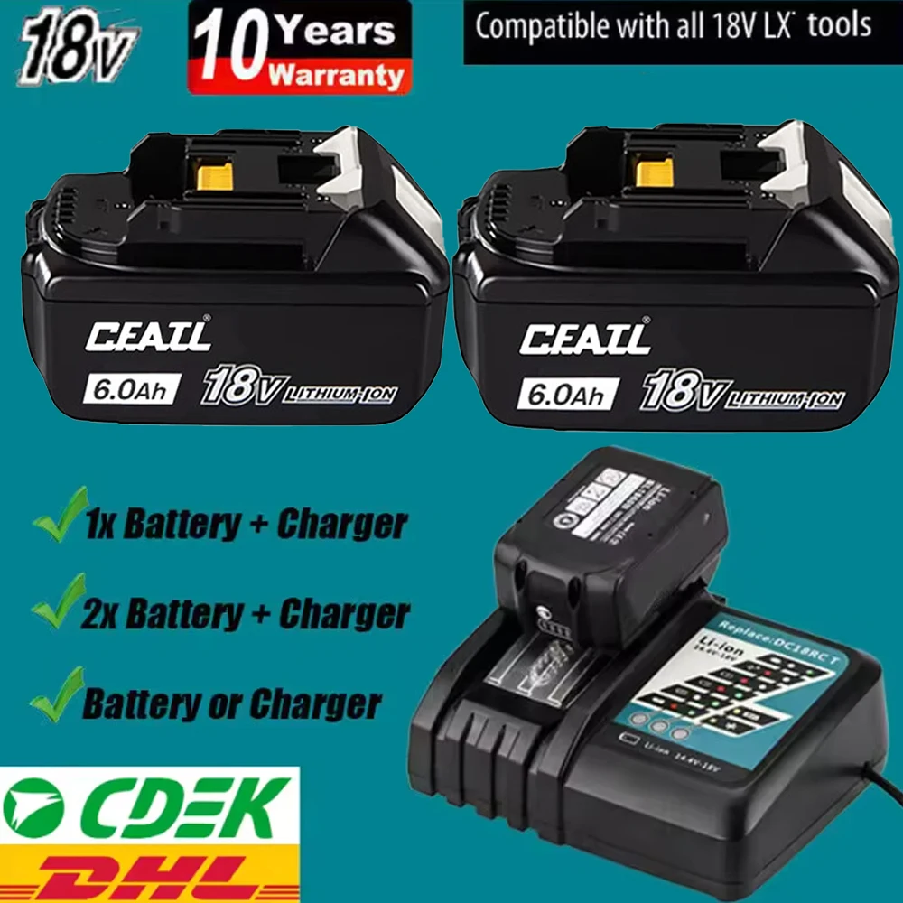 

100% Original for Makita 6Ah/5Ah， for Makita 18V Battery BL1830B BL1850B BL1850 BL1840 BL1860 BL1815 Replacement Lithium Battery