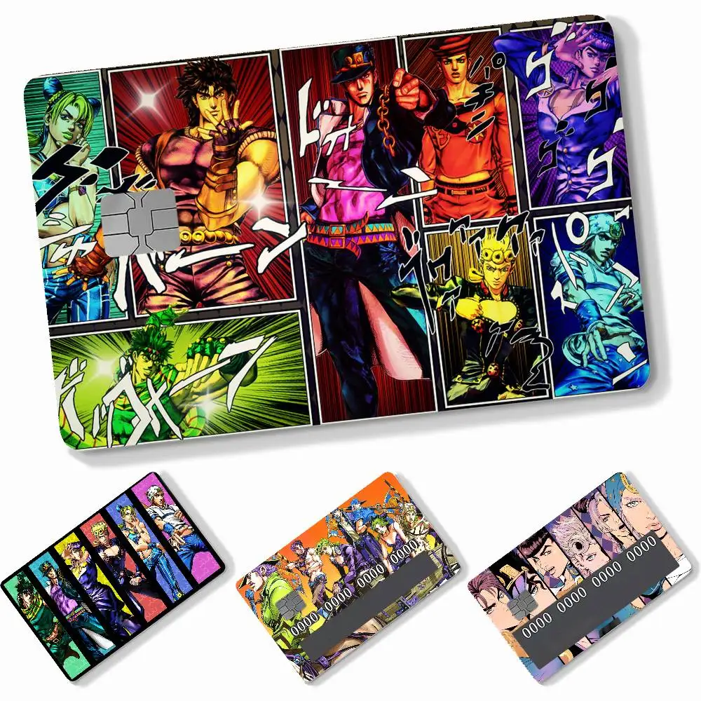 Anime Jojo Bizarre Adventure  4pcs Credit Card Skin Stickers Suitable for Bank Debit Subway Bus Transit Pass Decorative Cover