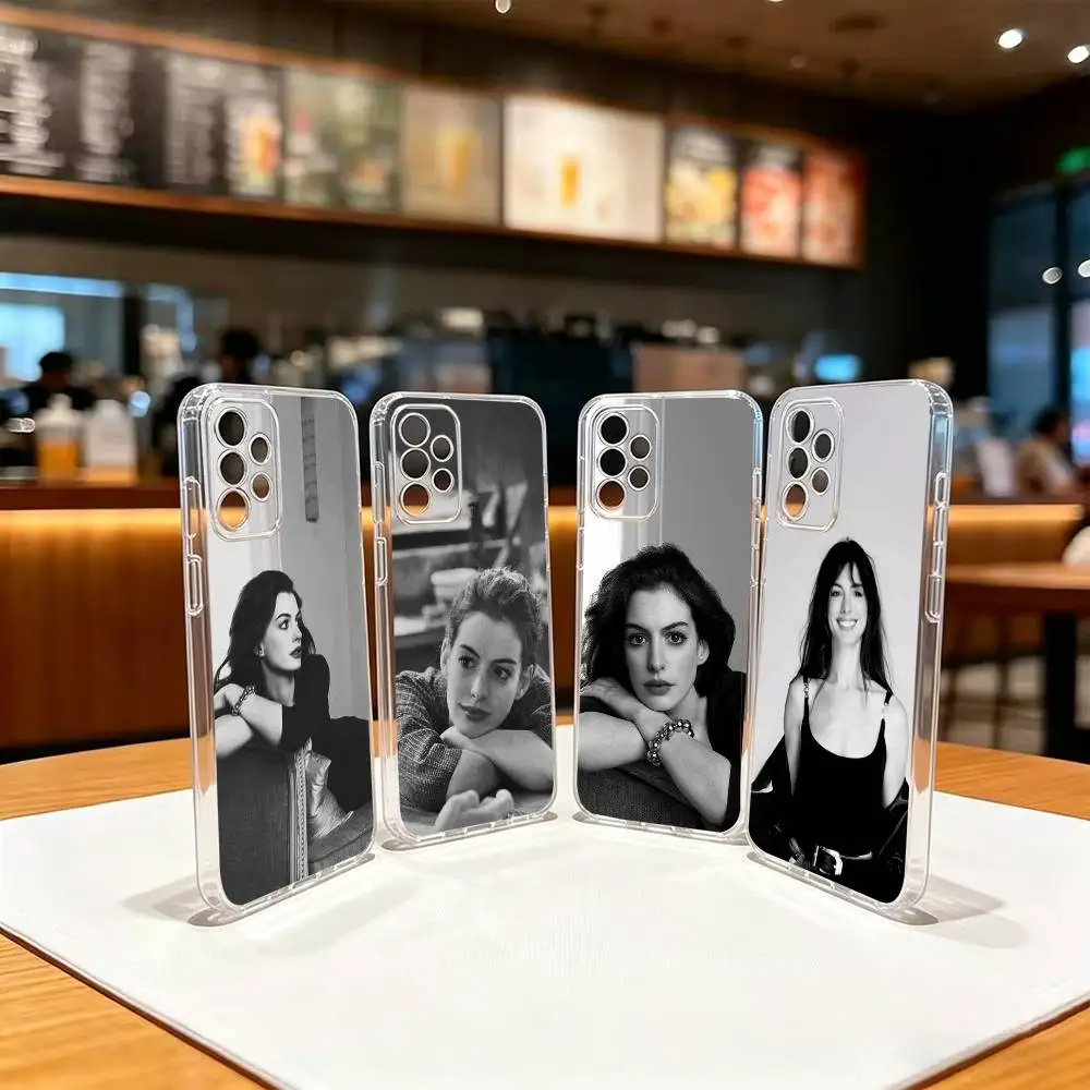 actress Anne -Hathaway   Clear TPU Soft Case Phone Case For Samsung S 25,24,23,22,30,21,10,9,Ultra,Plus,Lite,FE,4,5 G