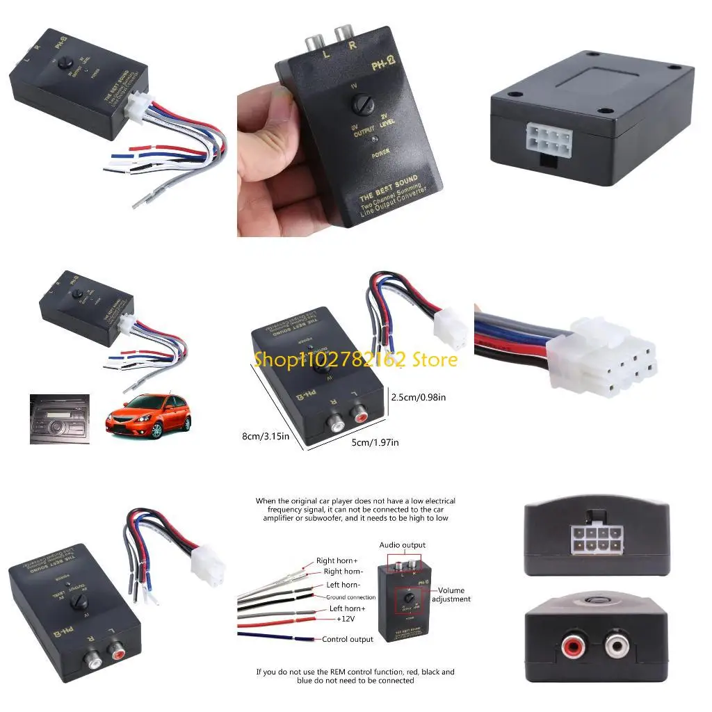 

547B Car Stereo High to Low Line Speaker Level Converter Cord Car RCAs Speaker Convert