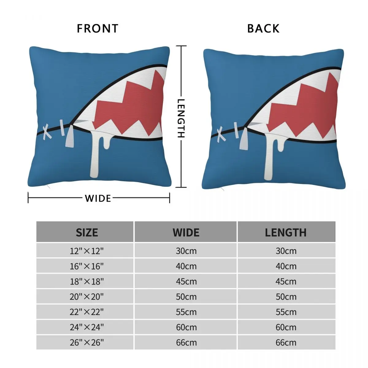 Gawr Gura Shark Mouth Square Pillowcase Pillow Cover Polyester Cushion Decor Comfort Throw Pillow for Home Living Room