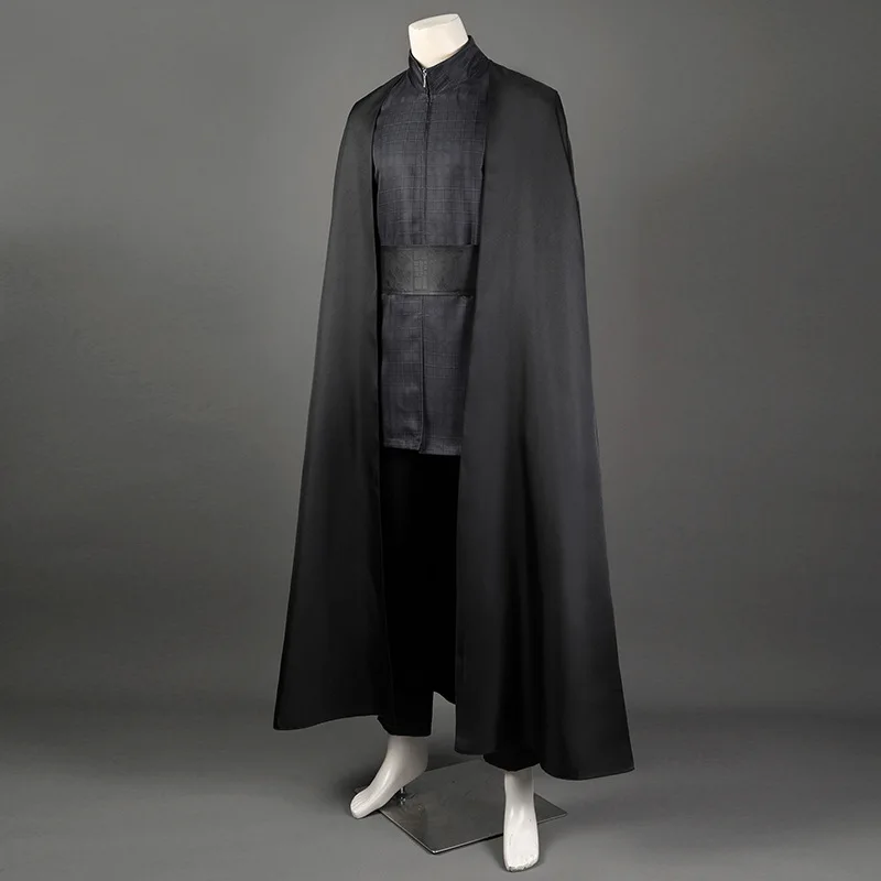 New Men Jedi Cosplay Halloween Costume Movie Superhero Role Play Cool Black Full Set Dress Up with Cloak and Mask for Male Party view 3