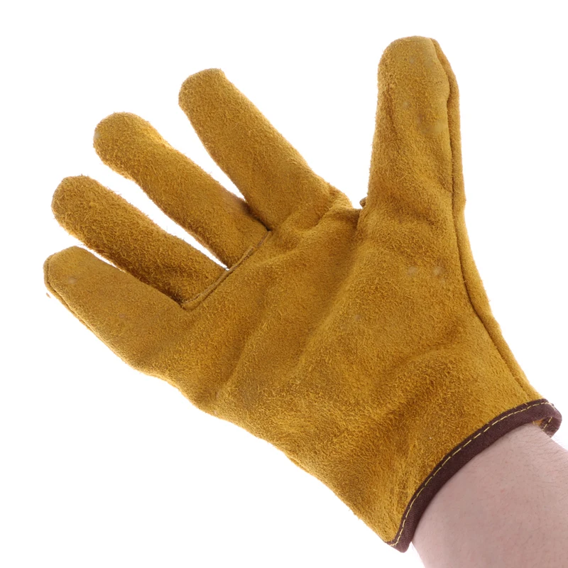 1 par guantes protectores seguridad cuero vaca soldador trabajo reparación resistente desgaste