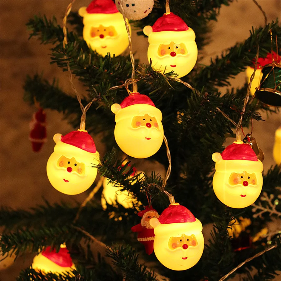 Creative 10/20LED Santa Claus Snowman Fairy String Lights Battery Powered Christmas Garland Lights for Holiday Party Decoration