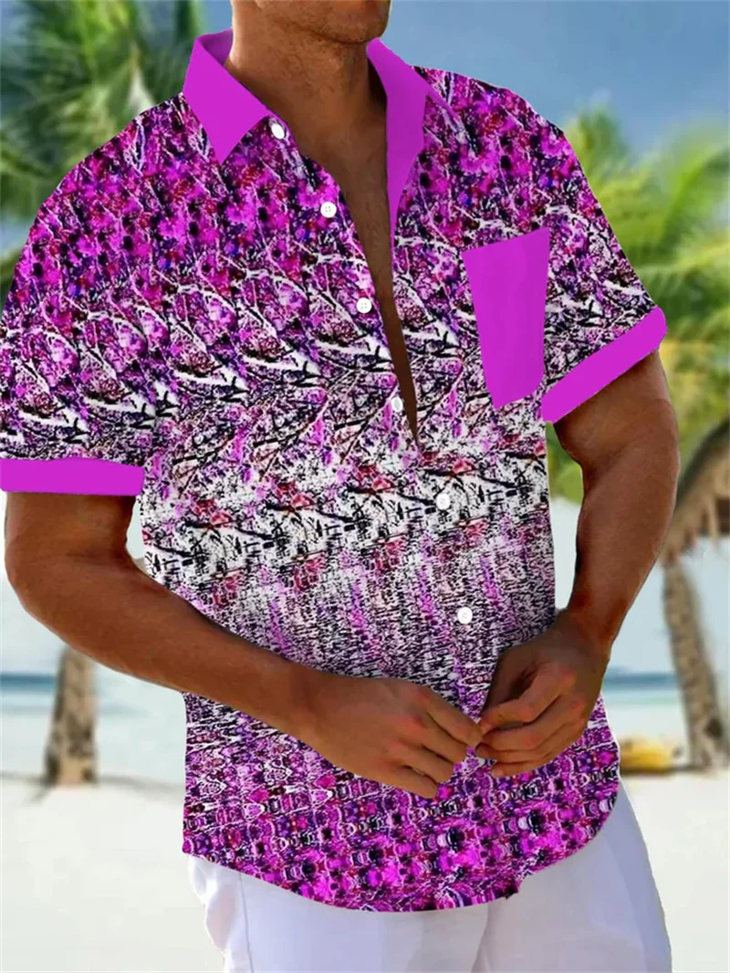 2025 Fashion Men's Holiday Hawaiian Shirt Vacation Outdoor Casual Leaf Printed Pattern Shirt Collar Shirt