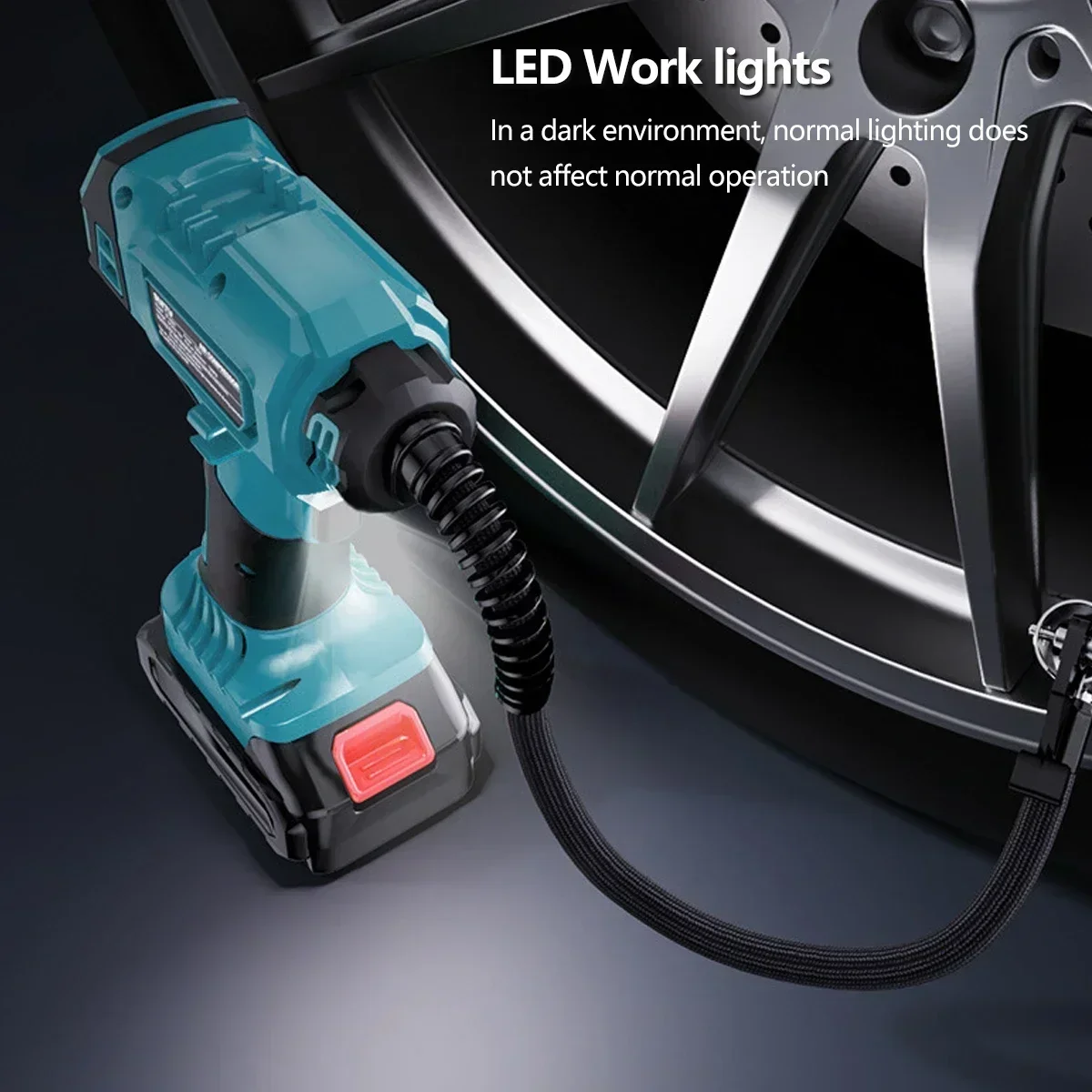 Luchtcompressor draagbare luchtpomp voor autoband / motorfiets / fiets / draadloze elektrische buitenpomp / voor Makita 18V batterij