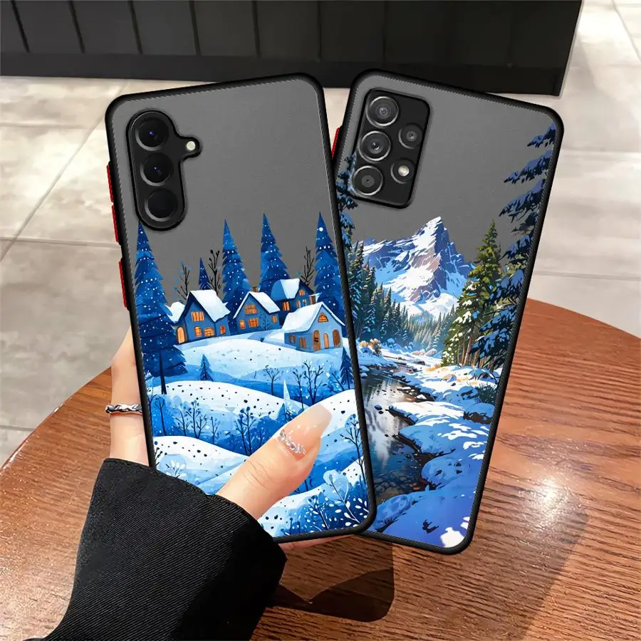 

Чехол для Samsung Galaxy A30 Note 20 Ultra 10+ 9 8 A13 A06 A17 A15 A16 A14 A70 A50 A12, задняя крышка для телефона, милый зимний снег