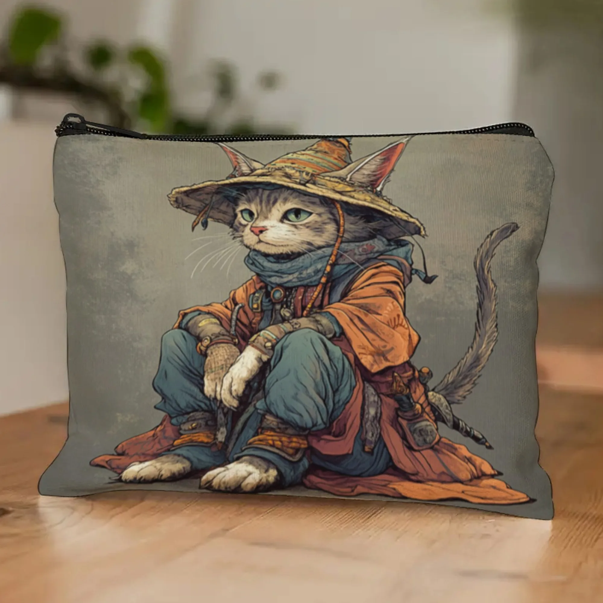 

Fun Adventure Cat Japanese Retro Pattern Cosmetic Bag, Zipper Makeup Pouch,Toiletry Bag, Travel Accessories Organizer For Gift