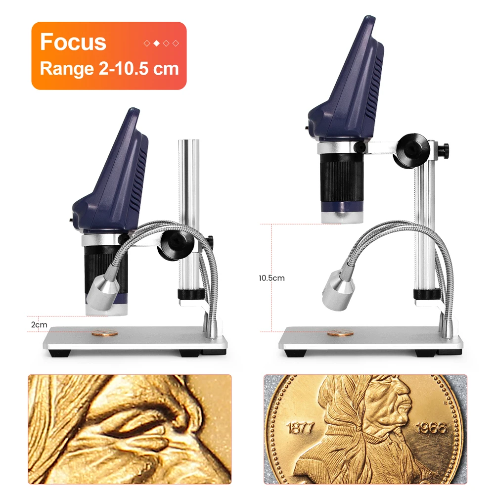 

2MP 1080P USB Digital Microscope with Screen for Phone Repair Soldering Tool BGA SMT Jewelry Appraisal Biologic Use Kids Gift