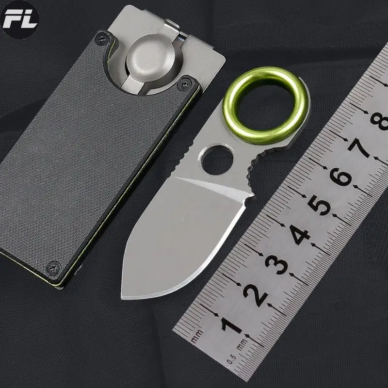 Mini cuchillo de hoja fija para exteriores, cuchillo recto multifunción, llavero de tarjeta de succión, cuchillo de bolsillo Edc para hombres