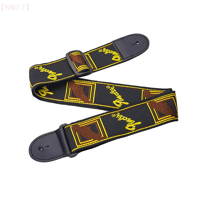 1pc Embroidery Guitar Strap Leather Acoustic Electric Guitar Widening Straps Folk Classical Wooden Guitars Shoulder Belt