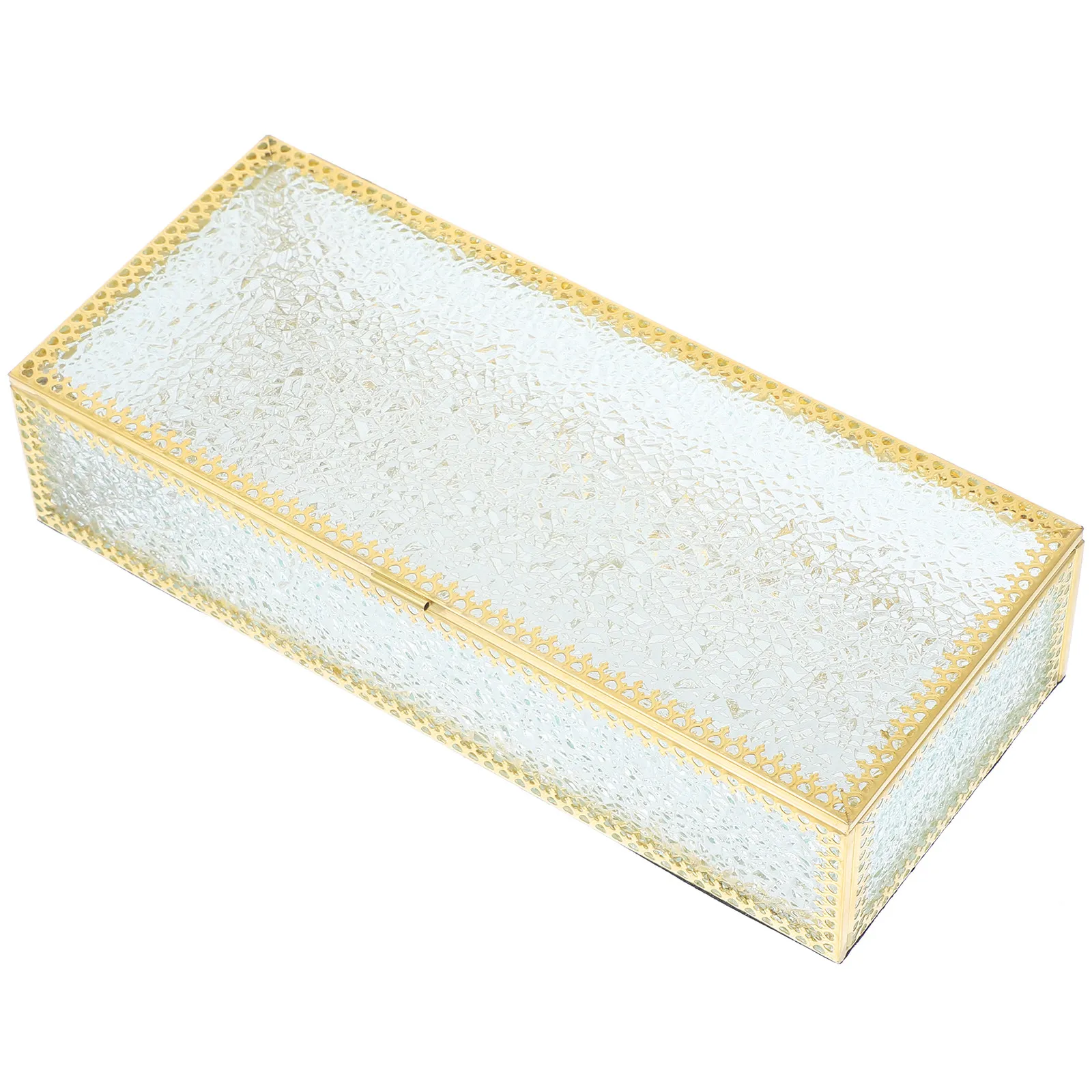 

Vintage Iron Frame Glass Jewelry Box Square Storage Case for Rings Earrings Necklaces Bracelets Brooches Hairpins Trinket