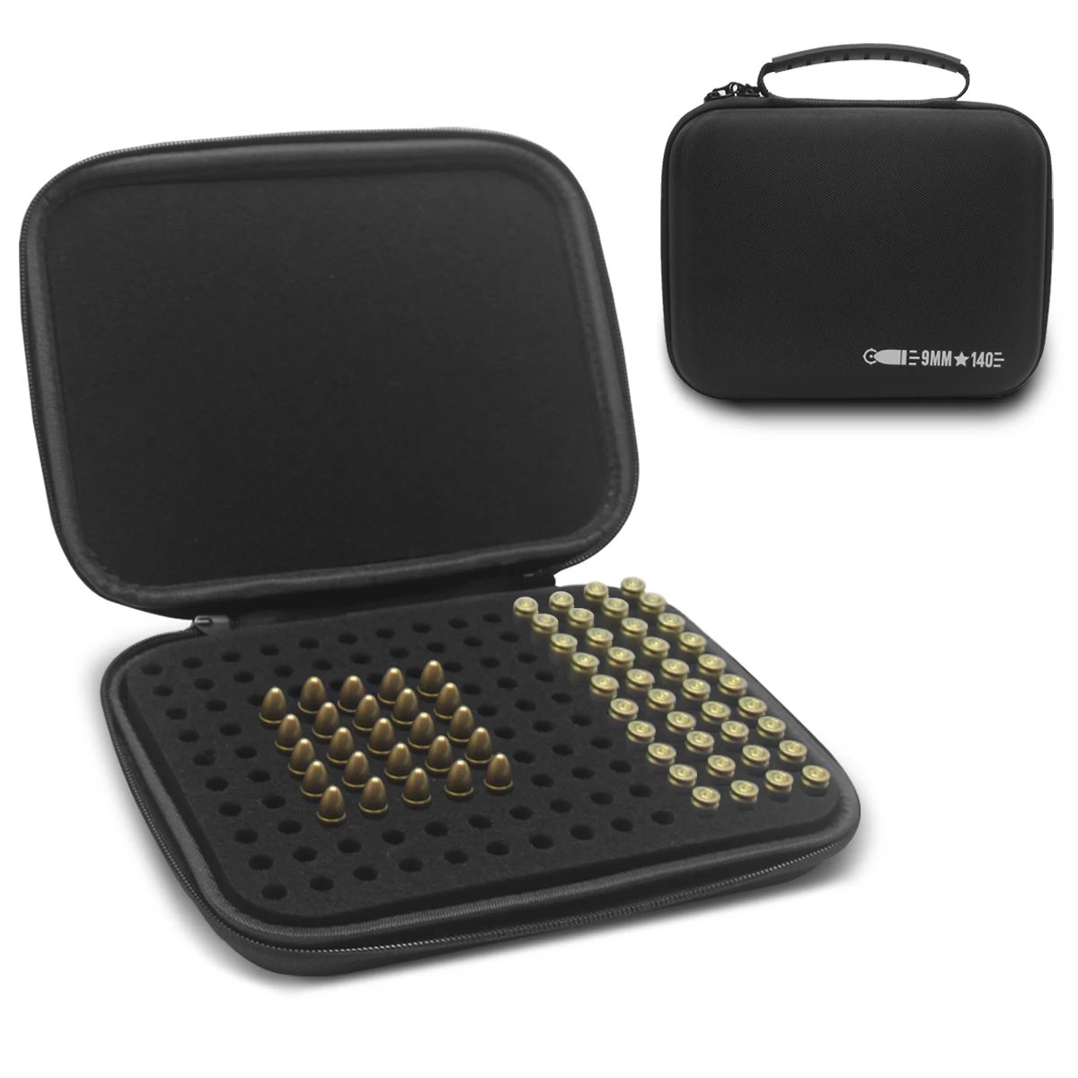 Estuche Táctico para 140 Cartuchos de Munición de 9mm, Caja de Almacenamiento de Balas Portátil con Cerradura, Segura para Luger / Makarov de 9MM, .380 ACP