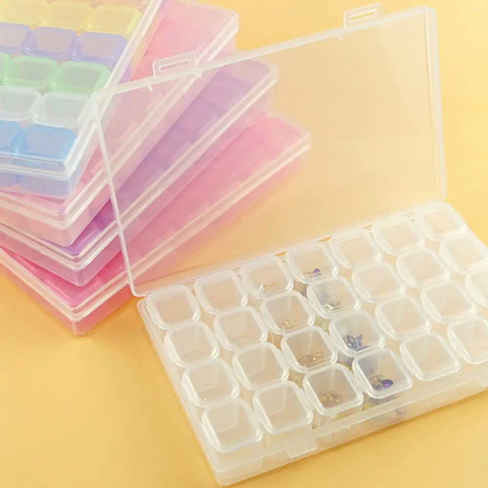 Pilulier amovible, boîte à bijoux vide, boîte de rangement en plastique, conteneur de perles, organisateur de strass en diamant, accessoires de Nail Art