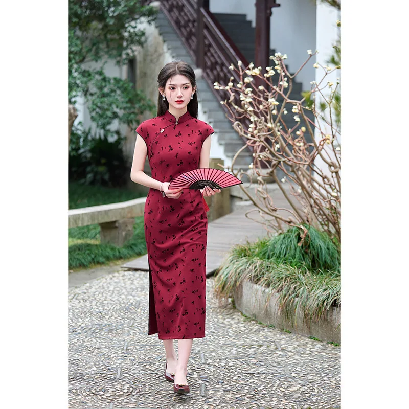 

New Chinese Qipao Jacquard Chinese Style Temperament Red Young Girl Short Sleeved Daily Dress Qipao