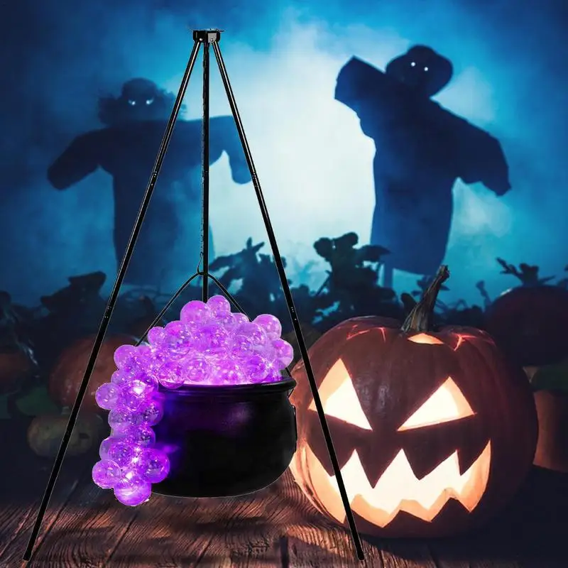 Halloween Bubbling Cauldron Black Bowl Vintage Decor Light Up Witches Cauldron Festive Exquisite Cauldron Decorations Tripod For