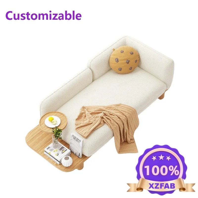 Factory Direct 2026 Lamb fleece sofa log cream style Japanese style solid wood simple modern small apartment living room