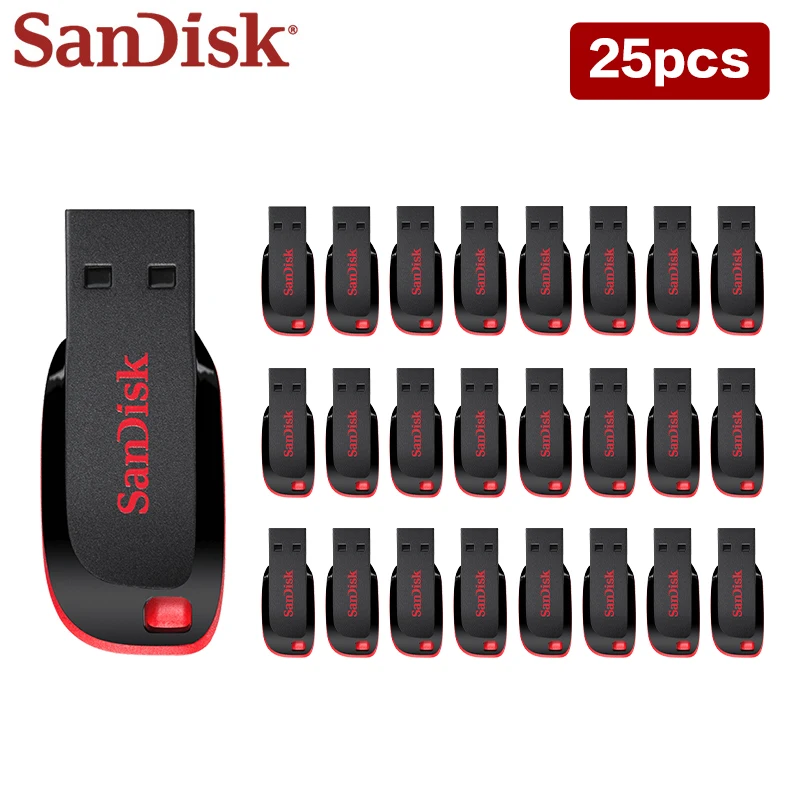 Original SanDisk USB 2.0 Pendrive Wholesale Link 5pcs 10pcs Memory Stick 16GB 32GB 64GB USB Storage Disk CZ50 U Disk For PC