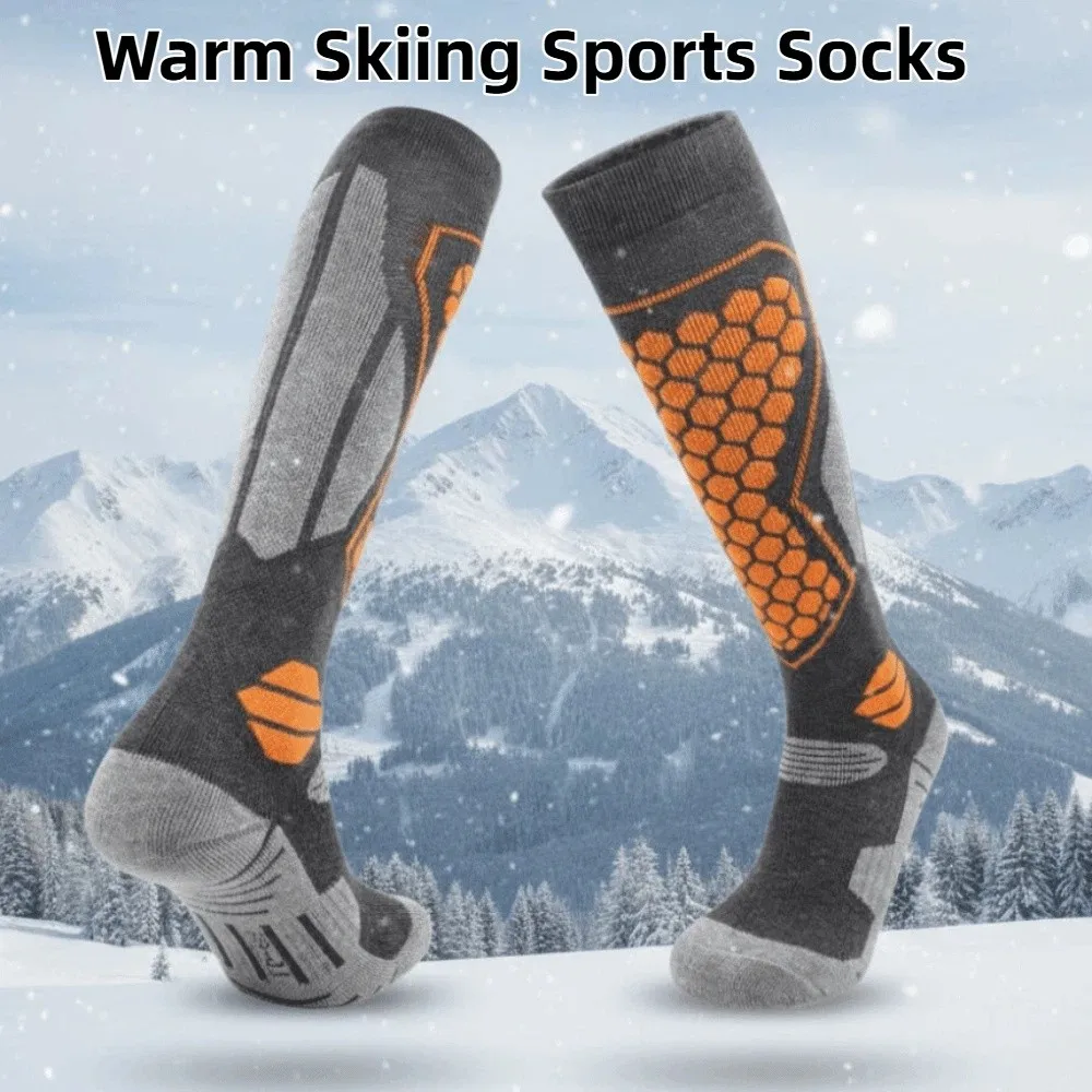 Comfortable Thicker Design Ski Socks Warm High Elastic Sports Socks Long Tube Knee High Outdoor Hiking Socks Hiking