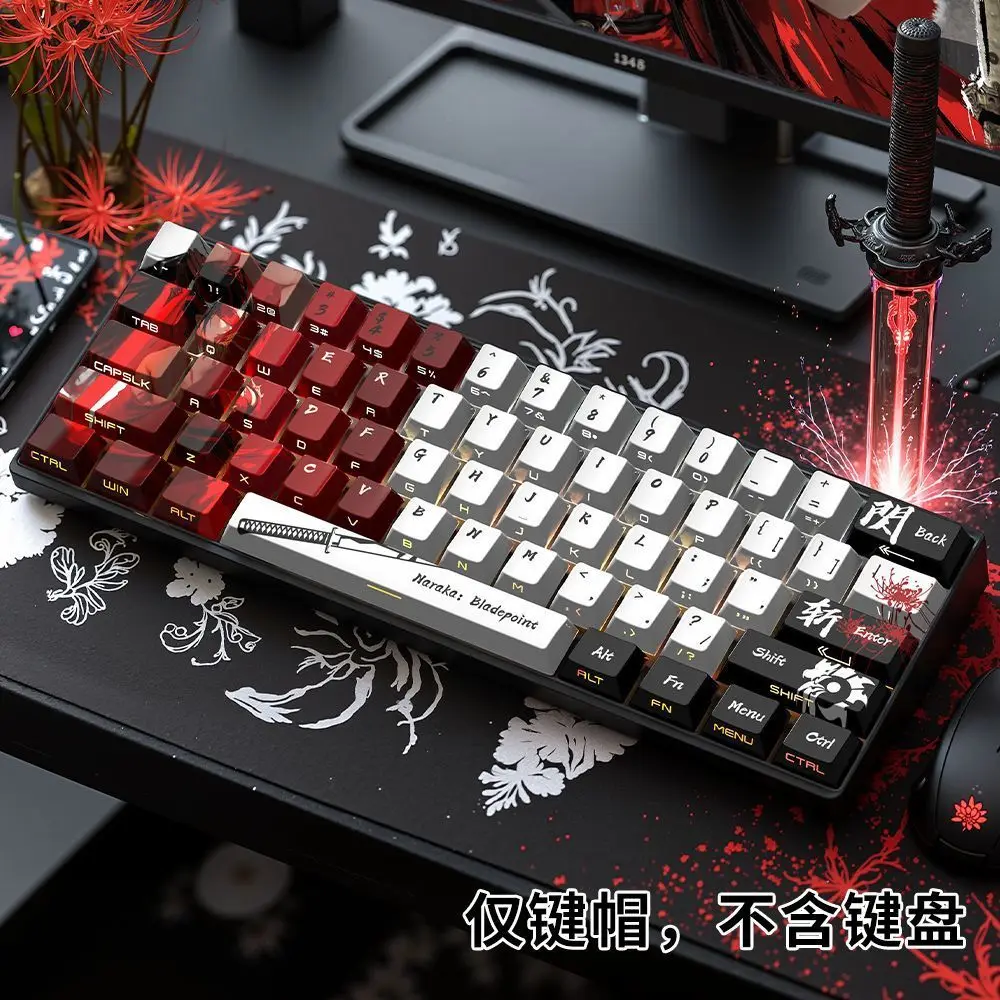 129 キーアニメキーキャップサイドプリント半透明キー PBT キーキャップ Chreey キーキャップダイサブメカニカルキーボードキャップ 64/68/71/108 用