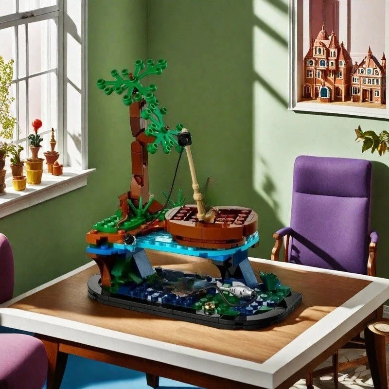 

Новые креативные строительные блоки MOC для моделирования рыболовной хижины, украшение, подарки на праздники для детей, мальчиков и девочек.