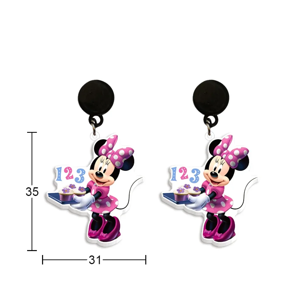 Pendientes de tuerca con temática rosa de Disney para mujer y niña, aretes de diseño bonito de Minnie, regalo de fiesta de cumpleaños y Navidad, accesorios de joyería