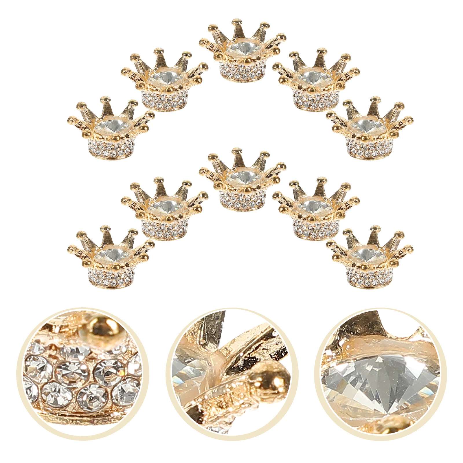 

10 Pcs Crown Jewelry Accessories DIY Accessory Beads for Bracelets Making Beautiful Rhinestones Crafting Necklace