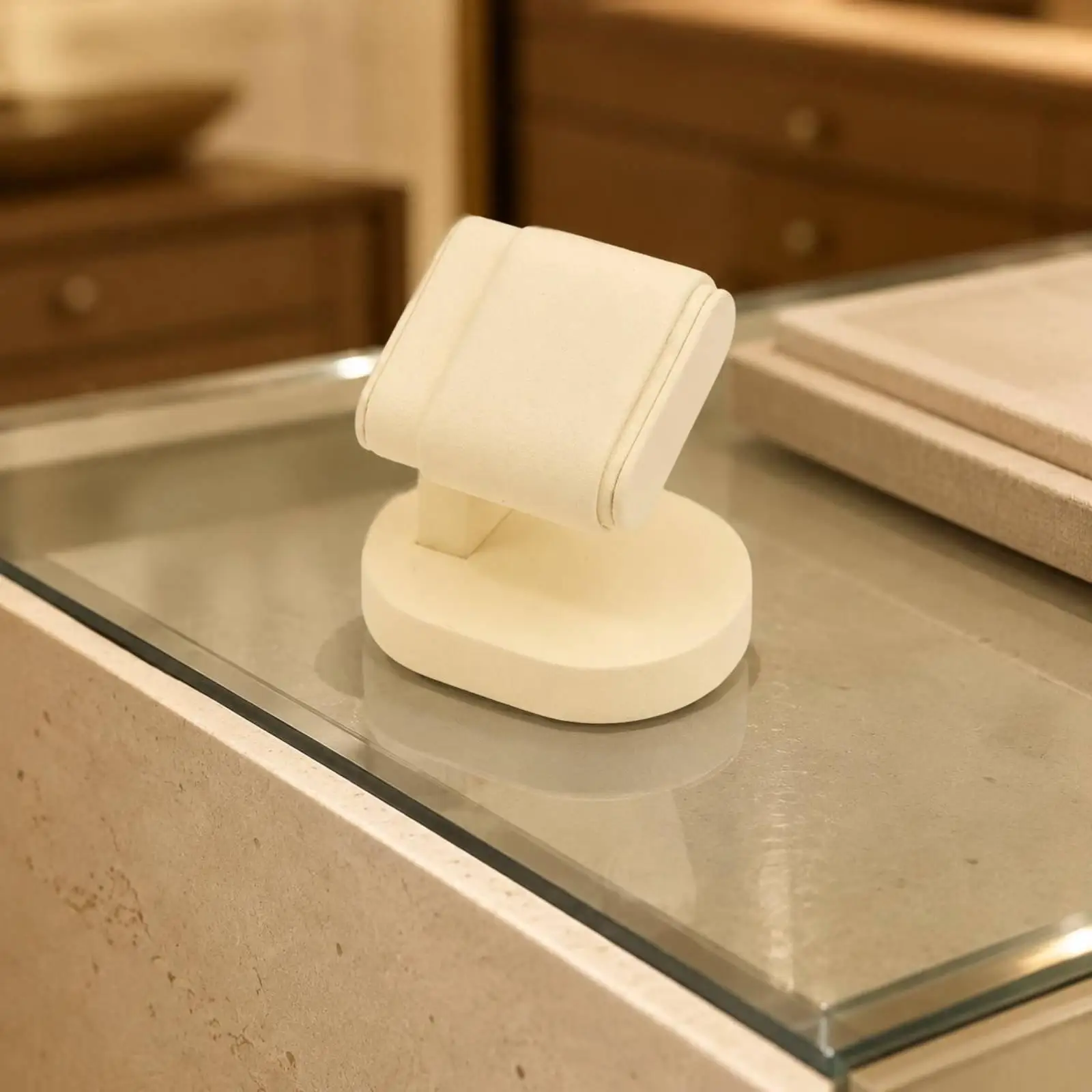 Velvet Style Watch Display Cushion Single Watch Holder for Countertop Shelf Display Collection