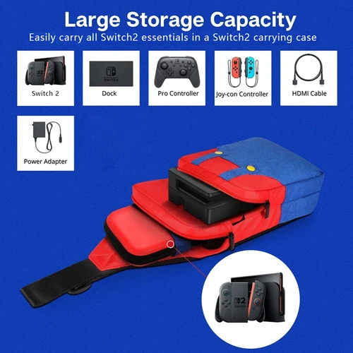 Imagen 2 del producto Bolsa de transporte de viaje clásica 2025 para NS Switch 2, bolso de hombro portátil, funda protectora para NS Switch 2, accesorios de juego