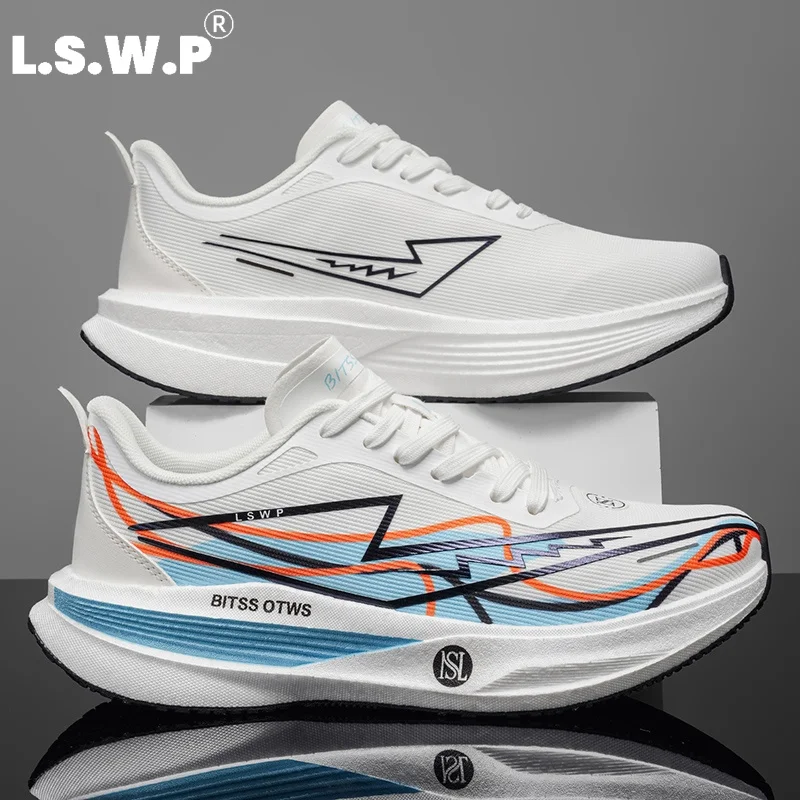 Men's Casual Sports Shoes, Trendy Men's Racing Running Shoes, Breathable Fly-Knit Mesh with High Elasticity and Cushioning, Thick Sole, Non-Slip and Wear-Resistant Sole, Suitable for Marathon, Long-Distance Running, Fitness Training, Daily Commuting, Casual Men's Shoes, Available in Multiple Colors