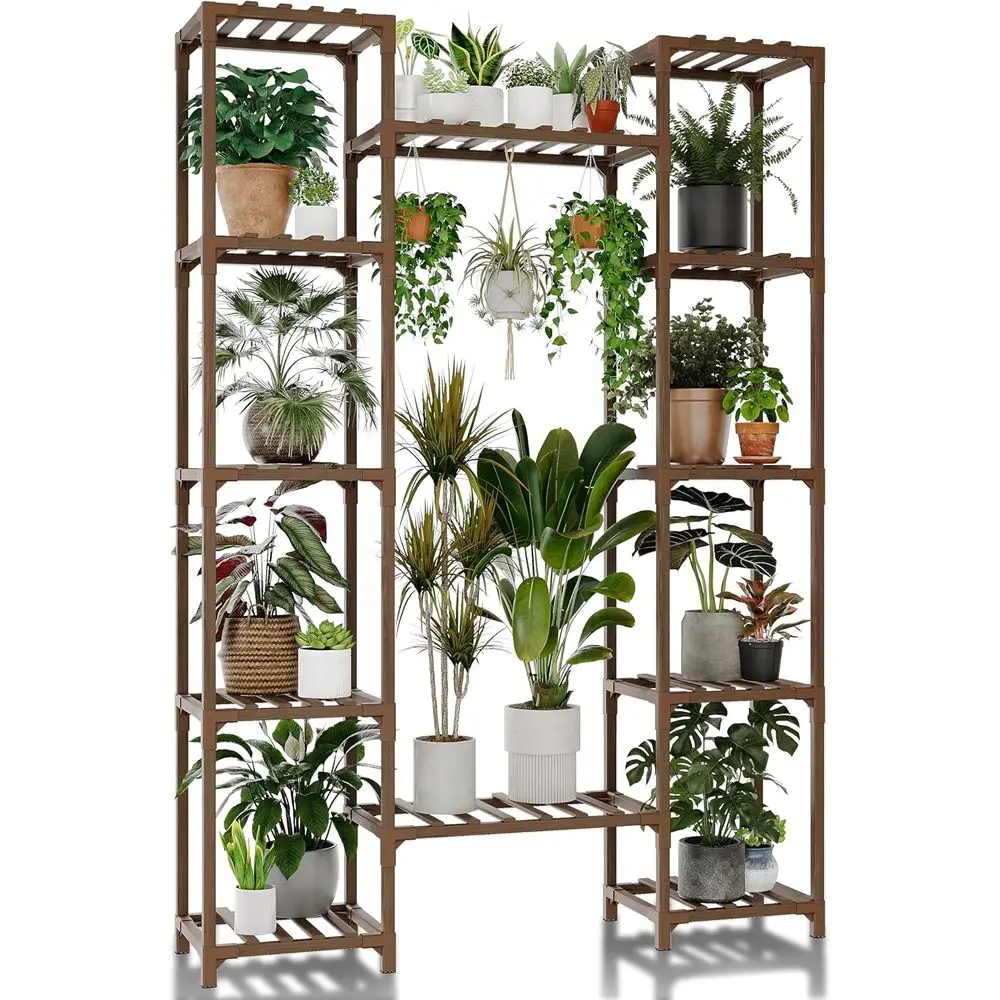 Plant Stand Indoor Outdoor 62.2 Tall Plant Shel Large Tiered Stands or Multiple Display Wood Hanging Planter Holder for Living R