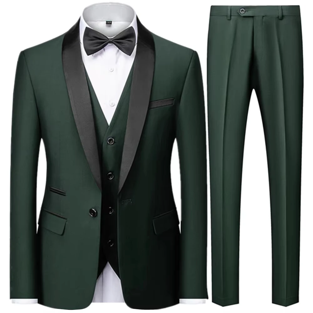 

x4 Vest 3 Pcs Set / 2023 Fashion Men's Casual Boutique Business Wedding Groom Dress Blazers Jacket Trousers