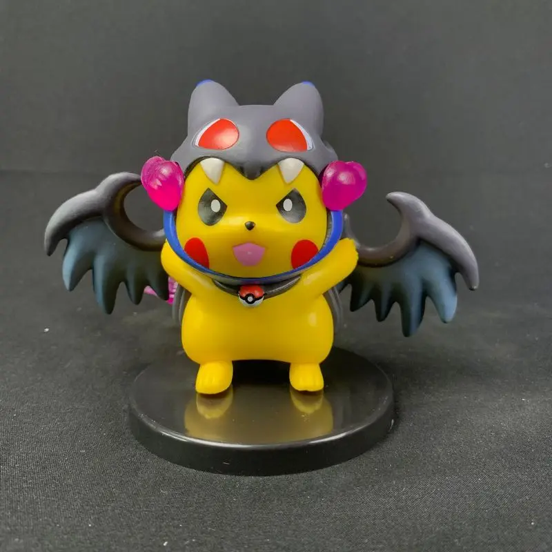 Pok É Mon Pikachu Figurines Cross Dressing Pikachu Cos Spitfire Dragon Figurine Toys Car Models Figurines Collectible