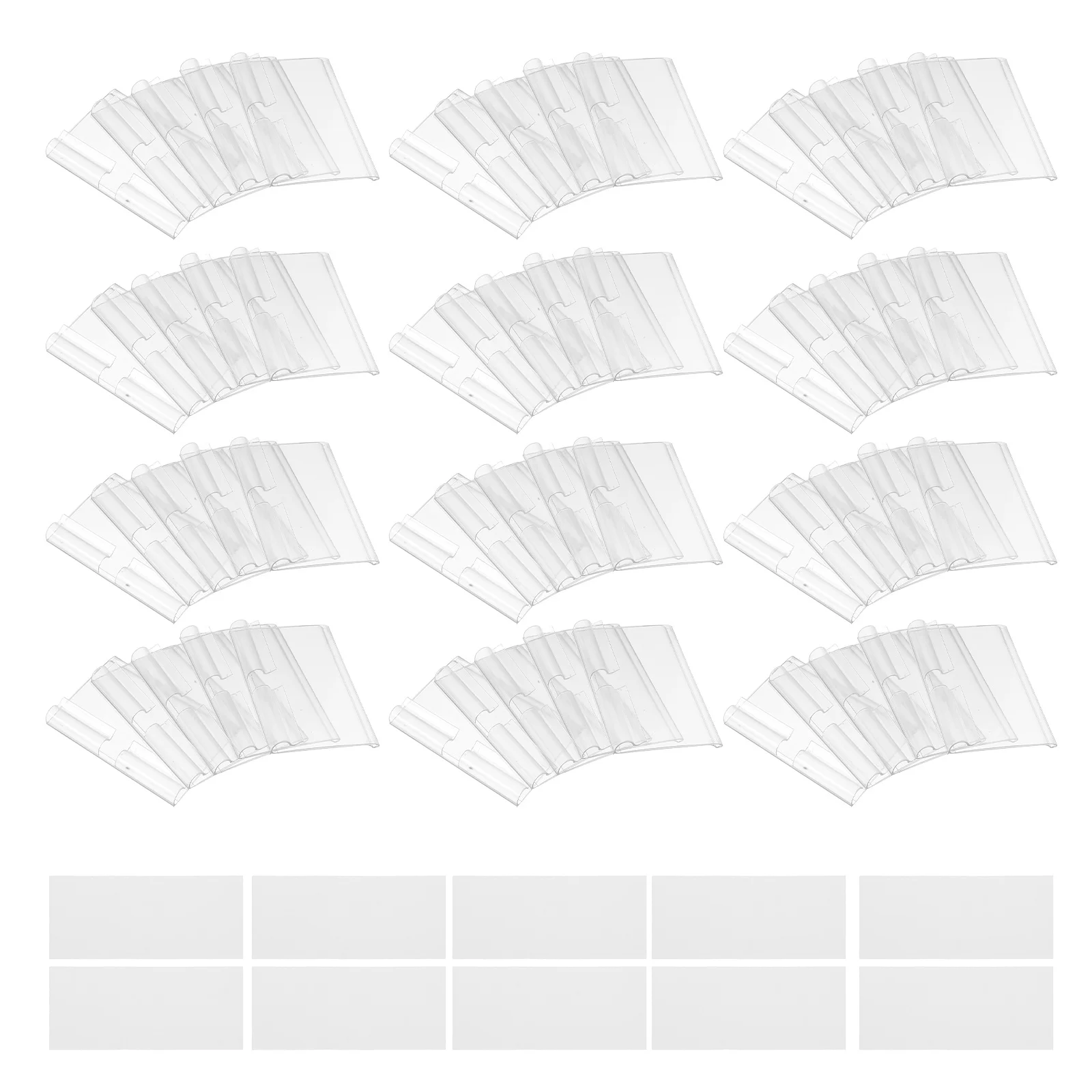 

50Set Clear Plastic Price Tag Clips Transparent Dual-Line Hook Label Holders for Retail Shelves Supermarket Price Display Bins