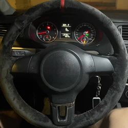 브레이드 자동차 핸들 커버, 미끄럼 방지 스웨이드 가죽, 폭스바겐 골프 6 Mk6 폴로 MK5 2010-2013 제타 자동차 액세서리