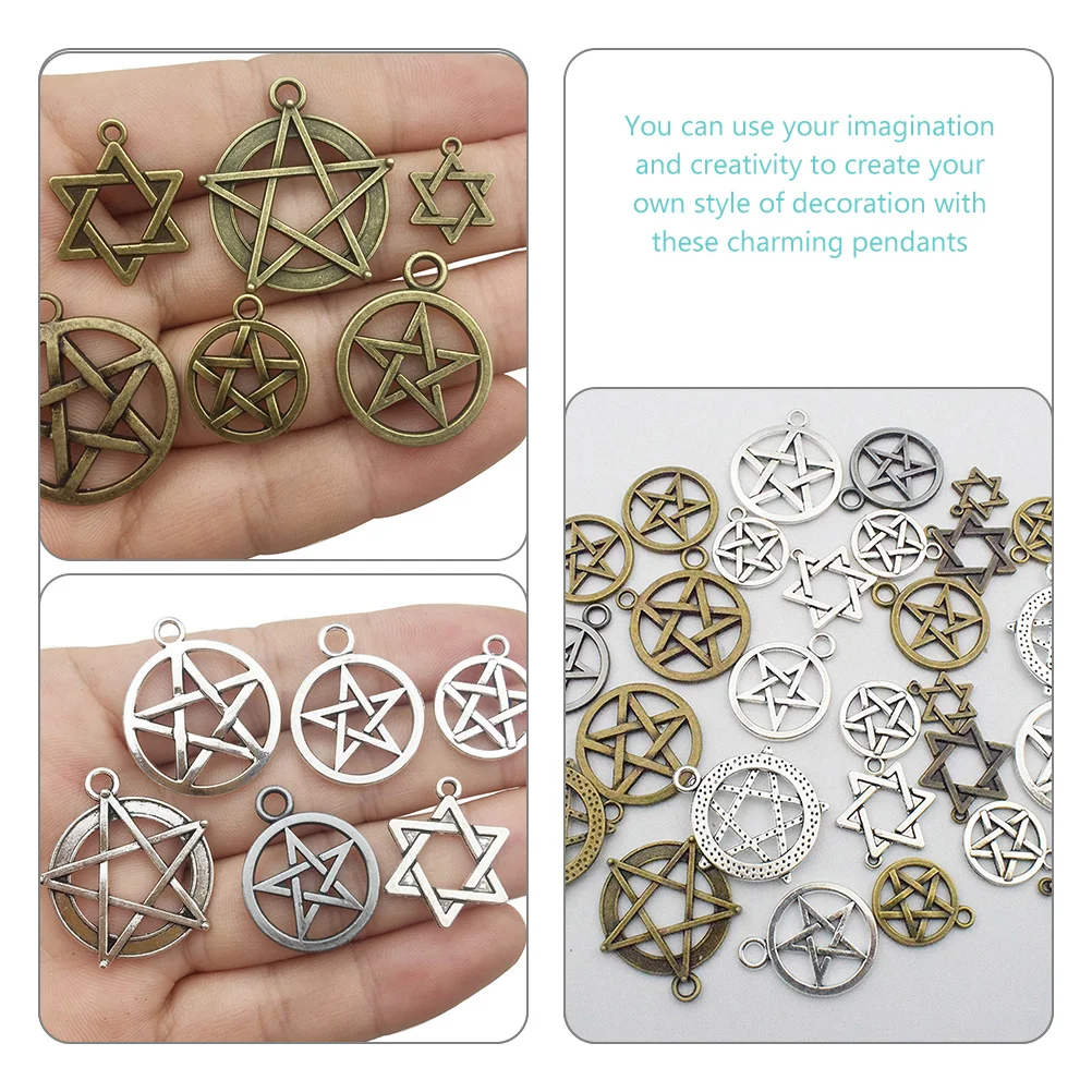

48pcs Vintage Alloy Pentagram Charms Pendant for DIY Jewelry Making Bracelet Necklace Accessories H made Crafts