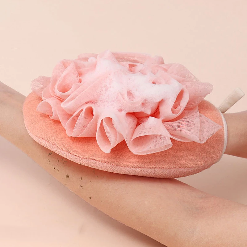 Exfoliërende Dubbelzijdige Handschoenen Bodyreiniging Badbloem Badkamer Douchebal Body Scrubber Bad Spons Handdoek Badkamer Tool