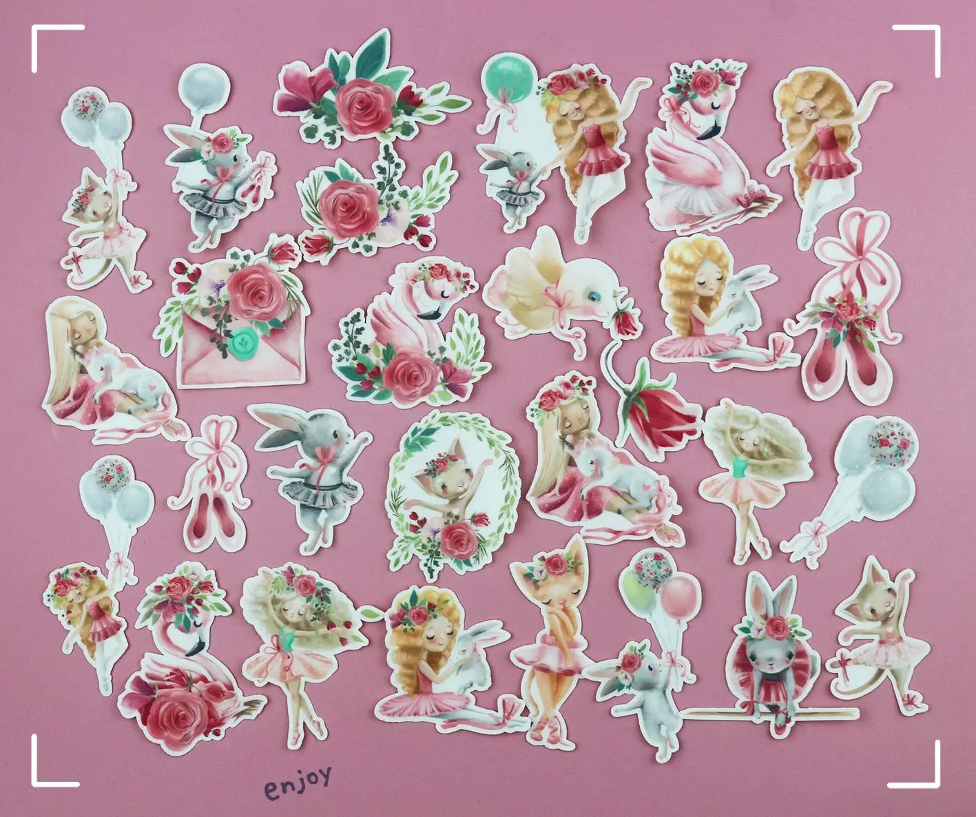 28pcs Cute Ballet Stickers Lovely Ballerina Cats Rabbits Decals for DIY Album Scrapbook Planners Gift for Her Journals